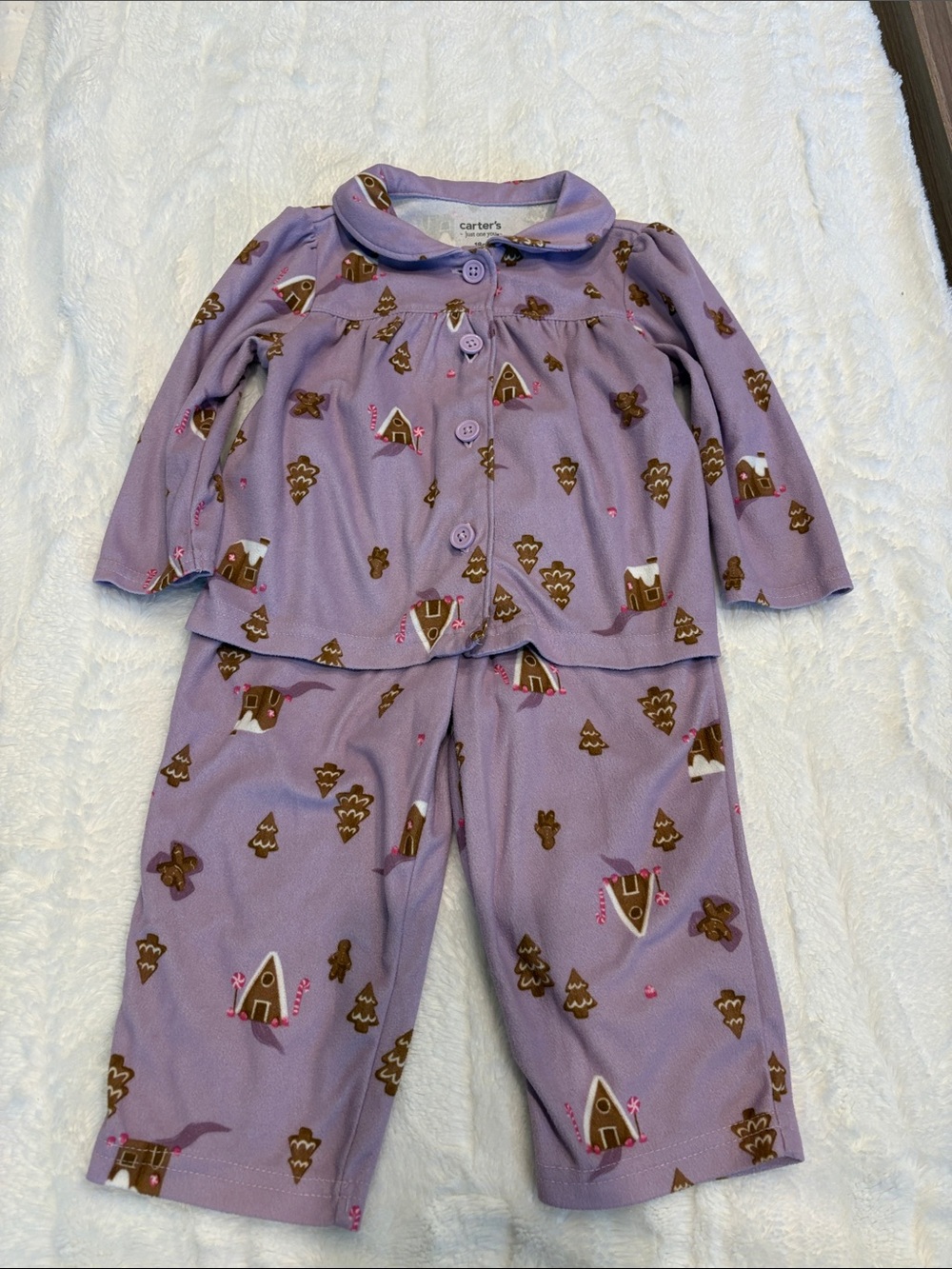 Carter's Purple Gingerbread House Pajama Set 18 months